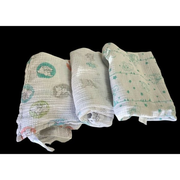 Disney Baby Aden + Anais Set of 3 Dumbo Elephant Muslin Cotton Swaddle Blankets - Picture 1 of 6